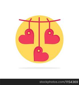 Heart, Valentine, Love, Hanging Abstract Circle Background Flat color Icon