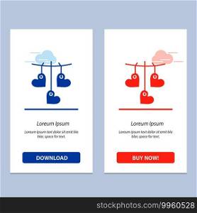 Heart, Valentine, Love, Hanging  Blue and Red Download and Buy Now web Widget Card Template