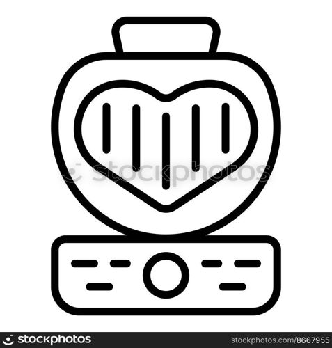 Heart valentine maker icon outline vector. Cooker baking. Machine equipment. Heart valentine maker icon outline vector. Cooker baking