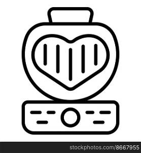Heart valentine maker icon outline vector. Cooker baking. Machine equipment. Heart valentine maker icon outline vector. Cooker baking