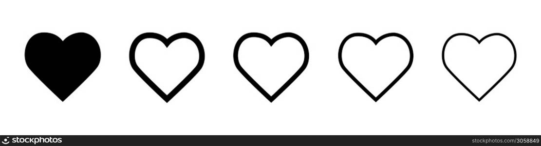 Heart vector icons. Set of vector heart shape. Love passion concept. Romantic design. EPS 10