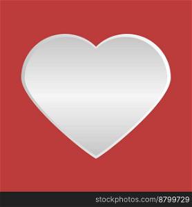 Heart, vector. White voluminous heart on a red background.