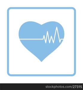 Heart with cardio diagram icon. Blue frame design. Vector illustration.