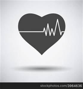 Heart with cardio diagram icon on gray background with round shadow. Vector illustration.