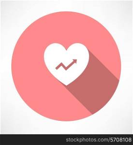 heart with chart icon. Flat modern style vector illustration