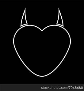 Heart with devil horn icon .
