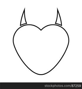 Heart with devil horn icon .