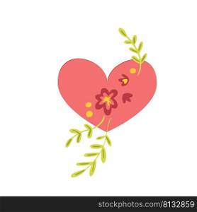 Heart with flowers self care symbol isolated vector. Heart with flowers self care symbol isolated