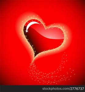 Heart with gold sparks on a red background
