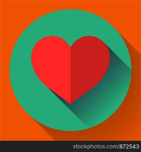 Heart with long shadow. Flat designed style.. Heart with long shadow. Flat designed style
