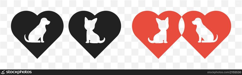 Heart with pets icon. Vector illustration. Love animal icons on transparent background. EPS 10.. Heart with pets icon. Vector illustration. Love animal icons on transparent background.
