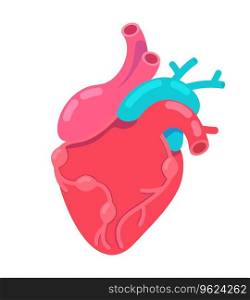 Heartbeat anatomical 2D cartoon object. Cardiology organ. Cardiac cycle isolated vector item white background. Healthcare. Cardiovascular system. Beating heart color flat spot illustration. Heartbeat anatomical 2D cartoon object