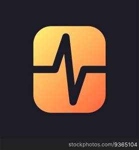 Heartbeat animation effect orange solid gradient ui icon for dark theme. Video editing feature. Filled pixel perfect symbol on black space. Modern glyph pictogram for web. Isolated vector image. Heartbeat animation effect orange solid gradient ui icon for dark theme
