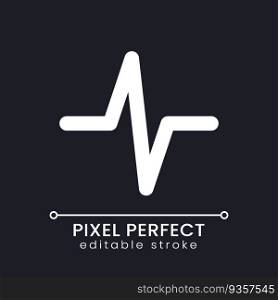 Heartbeat animation effect pixel perfect white linear ui icon for dark theme. Video editing feature. Vector line pictogram. Isolated user interface symbol for night mode. Editable stroke. Heartbeat animation effect pixel perfect white linear ui icon for dark theme