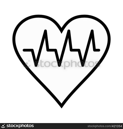 Heartbeat black simple icon isolated on white background. Heartbeat black simple icon