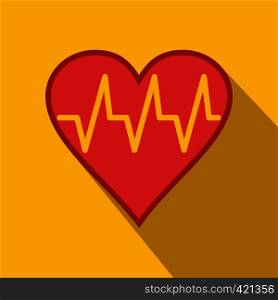Heartbeat flat icon on a yellow background. Heartbeat flat icon