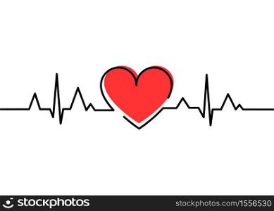 Heartbeat Heart Shape Centered Line. Heart beat. Heartbeat pulse flat vector icon. Vector illustration for medical offers and websites.. Heartbeat Heart Shape Centered Line. Heart beat. Heartbeat pulse flat vector icon.