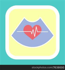 Heartbeat icon, cardiology logotype, medical sign, heart and line. Monitor with cardiogram logo, frequency and rhythm shape, electrocardiogram vector. Heart and Rhythm Line Icon, Cardiogram Sign Vector