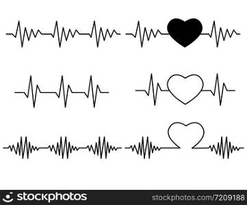 Heartbeat icon on white background. flat style. Heart rate icon for your web site design, logo, app, UI. Heartbeat logo. Electrocardiogram symbol. Cardiogram sign.