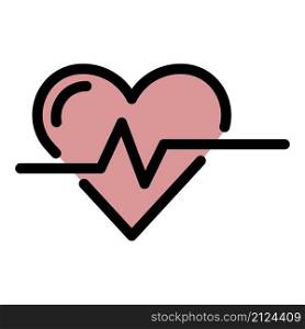 Heartbeat icon. Outline heartbeat vector icon color flat isolated. Heartbeat icon color outline vector