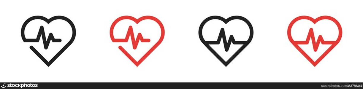 Heartbeat icon set. Symbol Cardiogram heart symbol in linear style. Vector illustration. EPS 10.. Heartbeat icon set. Symbol Cardiogram heart symbol in linear style. Vector illustration.