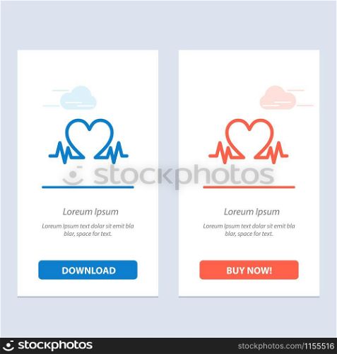 Heartbeat, Love, Heart, Wedding Blue and Red Download and Buy Now web Widget Card Template
