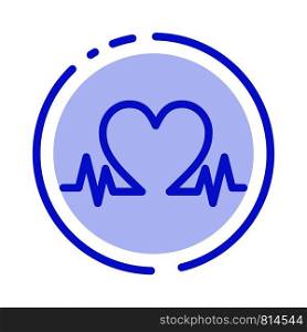 Heartbeat, Love, Heart, Wedding Blue Dotted Line Line Icon