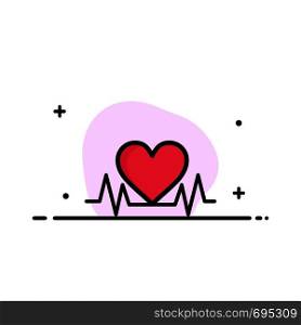 Heartbeat, Love, Heart, Wedding Business Logo Template. Flat Color