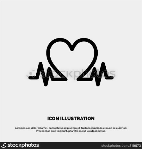 Heartbeat, Love, Heart, Wedding solid Glyph Icon vector