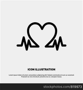 Heartbeat, Love, Heart, Wedding solid Glyph Icon vector