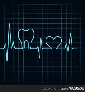 Heartbeat make a teeth and heart symbol vector image