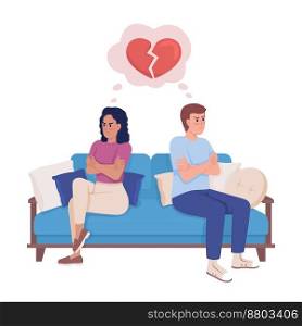 Heartbroken couple semi flat color vector characters. Editable figures. Full body people on white. Conflicts in marriage. Simple cartoon style illustration for web graphic design and animation. Heartbroken couple semi flat color vector characters