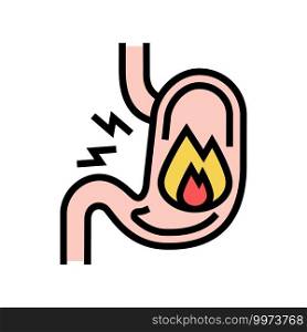 heartburn stomach color icon vector. heartburn stomach sign. isolated symbol illustration. heartburn stomach color icon vector illustration
