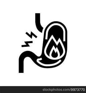 heartburn stomach glyph icon vector. heartburn stomach sign. isolated contour symbol black illustration. heartburn stomach glyph icon vector illustration