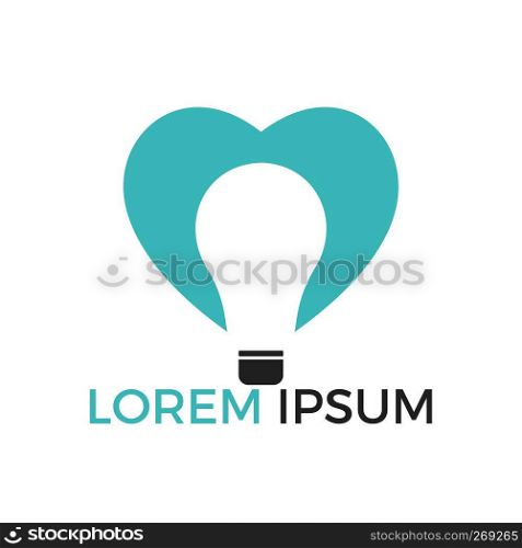 Heartlight Logo. Light bulb as heart vector logo design. 