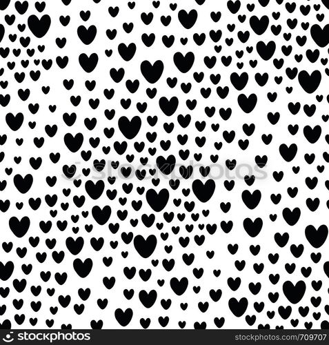 Hearts black and white pattern vector background. Valentines Day seamless pattern.. Hearts black and white pattern vector background. Valentines Day seamless pattern