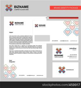Hearts blocks Business Letterhead, Envelope and visiting Card Design vector template