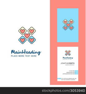 Hearts blocks Creative Logo and business card. vertical Design Vector