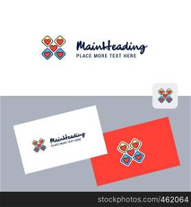 Hearts blocks vector logotype with business card template. Elegant corporate identity. - Vector
