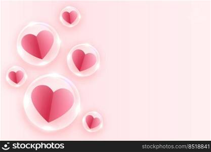 hearts bubbles valentines day greeting background