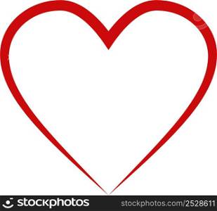 Hearts calligraphic stroke symbol love sign outline heart red