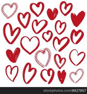 Hearts collection hand drawn vector image