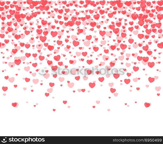 Hearts confetti on white background. Vector repeatable pattern for Valentines