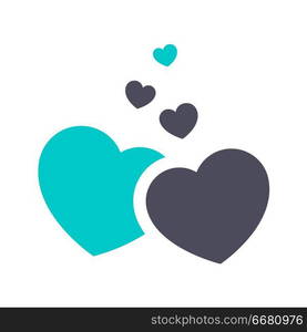 Hearts icon, gray turquoise icon on a white background. New gray turquoise icon on a white background