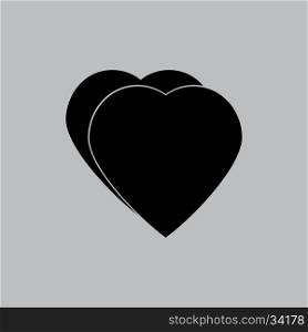 Hearts icon in a flat design in black color. Hearts icon in a flat design in black color. Vector illustration eps10