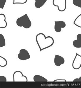 Hearts icon seamless pattern. Outline love vector signs isolated on a background. Gray black graphic shape line art for romantic wedding or valentine gift