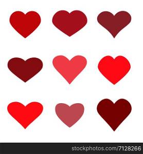 Hearts icon set. Valentines day. Vector illustration. Hearts icon set