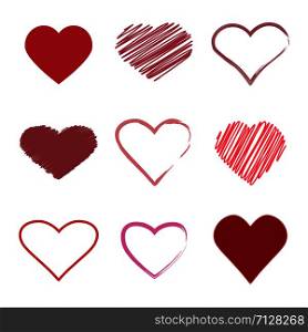 Hearts icon set. Valentines day. Vector illustration. Hearts icon set