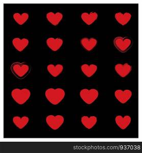 Hearts icons set vector
