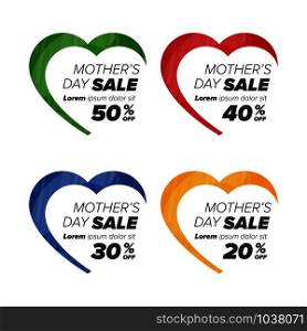 Hearts icons with discount percents. Different colors . Hearts icons with discount
